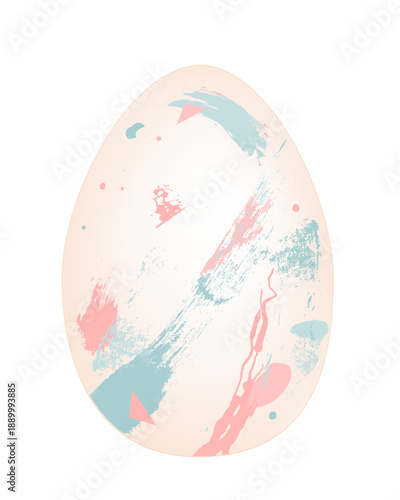 Easter egg decorated with blue and pink spots and strokes. Baby gender reveal party design element. Vector icon isolated illustration