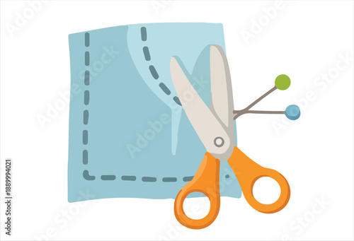 Creative Sewing Tools Scissors and Fabric for Crafting Projects