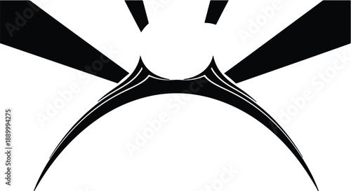 Abstract black and white graphic design element with sharp lines