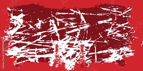 Red grunge paint splatter texture with chaotic scratches. Bold abstract background with aggressive energy