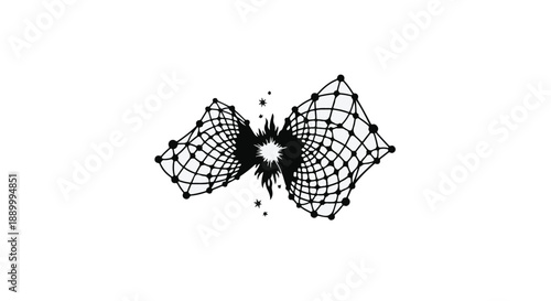 Abstract geometric butterfly shape with shattered grid pattern