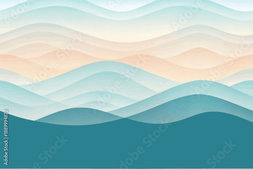 Serene Abstract Landscape with Smooth Gradient Waves and Soft Color Transitions
