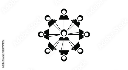 Stylized illustration of connected people in a circle