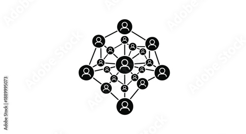 Connected people network with central figure