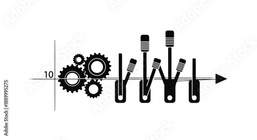 Engineering tools and gears on workbench