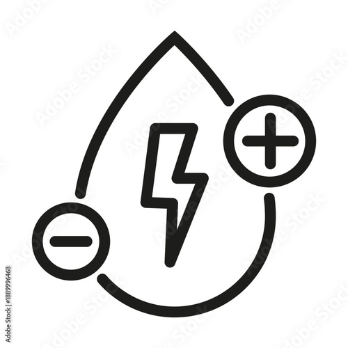 Electric energy drop. Lightning charge symbol. Power discharge Vector. Polarity tension icon.