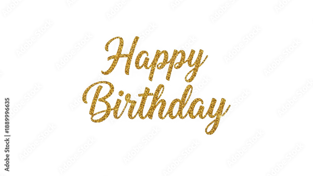 Naklejka premium Happy birthday written in gold glitter on transparent background