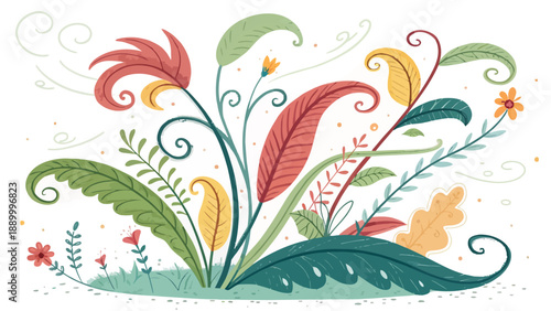 Whimsical plant illustration featuring curvy, playful shapes and organic lines, perfect for adding a touch of fun and creativity to designs.