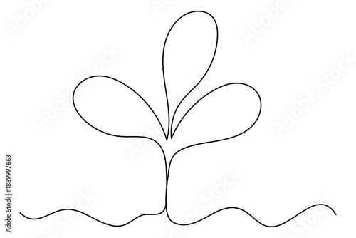 Continuous one line drawing of growing plant eco nature concept vector illustration
