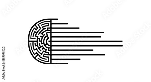 Maze design with dynamic lines, abstract concept