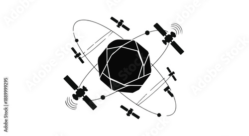 Satellites orbiting Earth in space, technology and communication