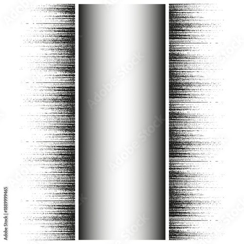 Vertical stripe Vector. Noise texture detail. Gradient grey background. Abstract frame side.