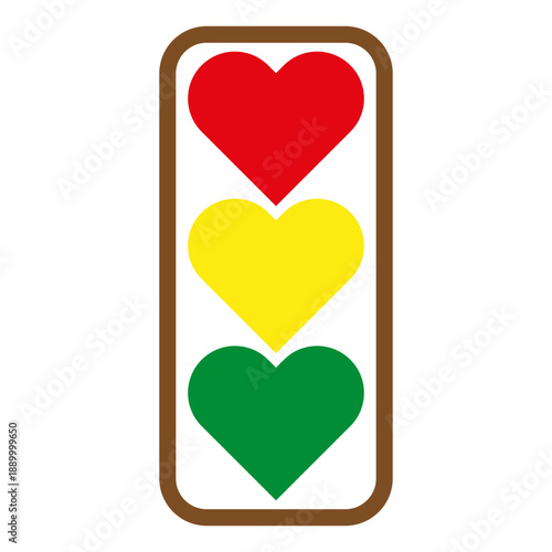 Traffic heart light. Love signal symbol. Romantic color Vector. Street life emblem.