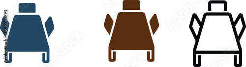 Three colored icons of people wearing aprons and head covers standing