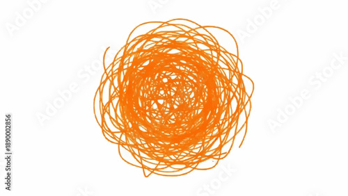 Orange scribble circle abstract design element on white background