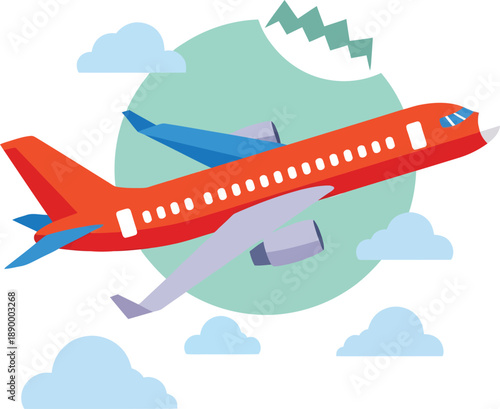 Airplane Flying Cartoon Vector Illustration