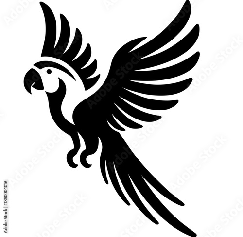 Parrot in flight: A majestic parrot soars gracefully through the air, its wings outspread in a display of freedom and vibrant energy.