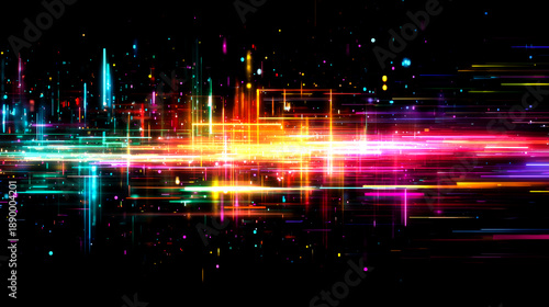 ネオンラインが描くサイバー空間の疾走感・デジタルノイズ