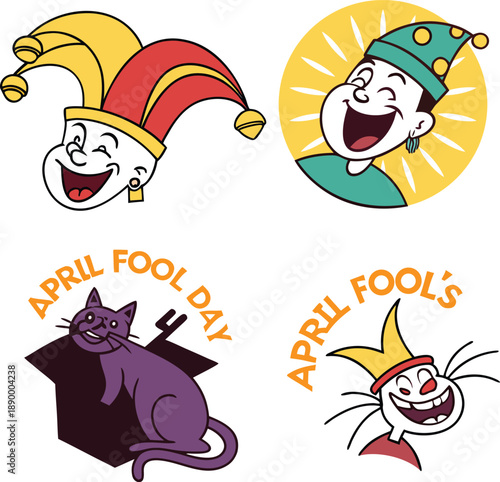 Playful April Fool's Day Cartoon Characters and Prank Illustrations