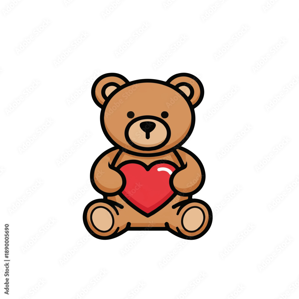 Obraz premium Cute Teddy Bear Holding Heart