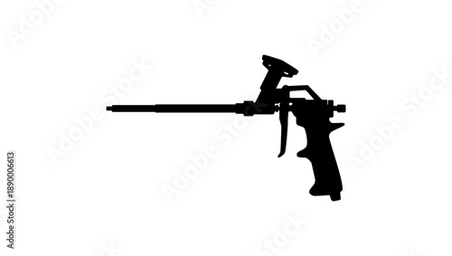 Mounting foam gun, black isolated silhouette