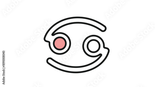 Cancer zodiac sign icon featuring a stylized crab symbol with a pink circle for astrology, horoscope, and celestial themes.
