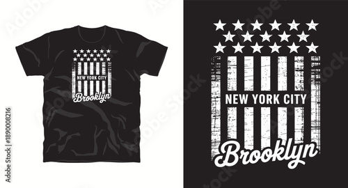 Brooklyn New York city usa flag graphic t shirt design, urban apparel and streetwear concept