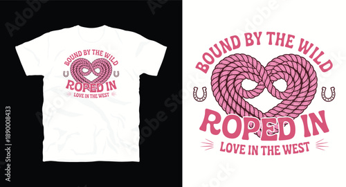 Heart shape rope with horseshoes and text vector illustration t-shirt design print