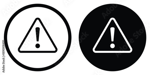Hazard warning exclamation mark inside a triangle vector icon. Security alert, error notification, or caution safety symbol. Minimalist design for UI/UX and industrial signage.