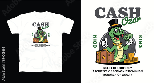 Cash ozar snake millionaire t-shirt design with money and top hat character