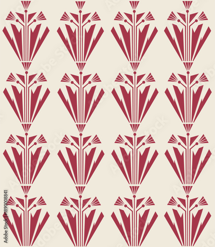 A seamless abstract hand-drawn pattern with geometric and floral elements. Illustration for backgrounds, wallpaper, covers, and interior design.