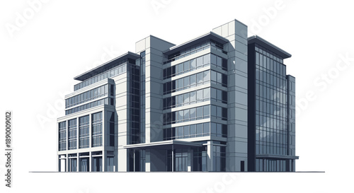 Sleek modern corporate office building standing tall with contemporary glass facade, symbolizing business success, urban development, and professional growth in a vibrant city landscape