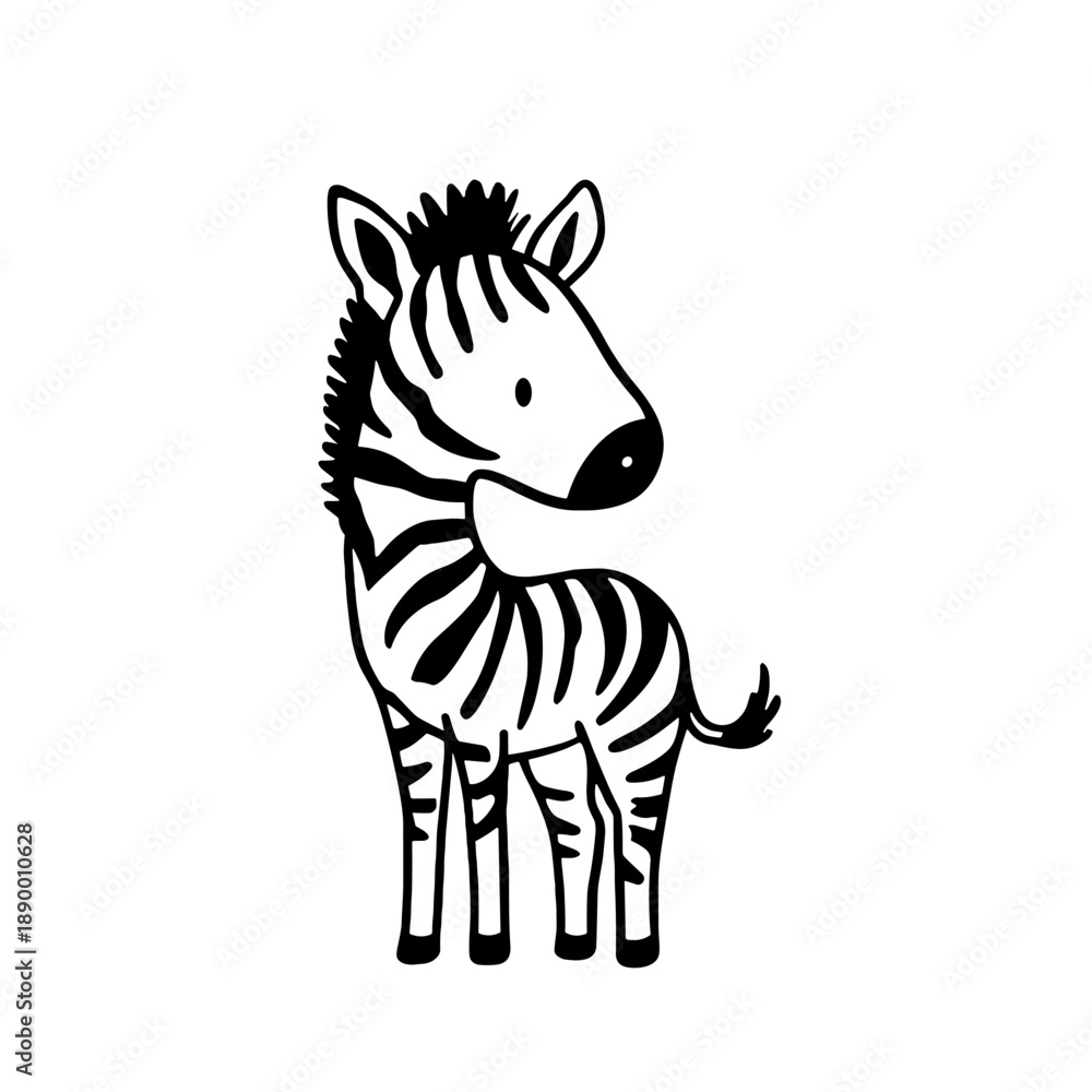 Obraz premium Zebra. Zebra simple black and white line art vector logo