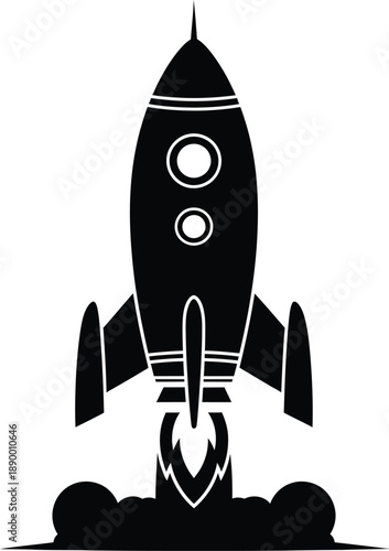 Rocket Launch Silhouette Illustration