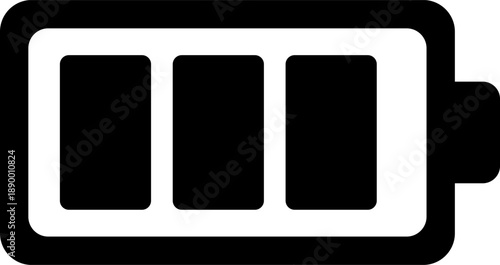 Vector battery symbol representing full power, charging, and energy storage