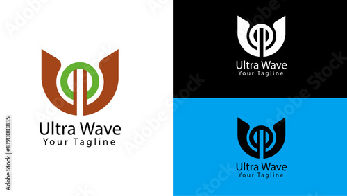 Ultra Wave Logo, ompany Logo, Two Word Logo, U W Logo, Letter Logo, Initial Logo, Modern Logo, Minimal Logo
