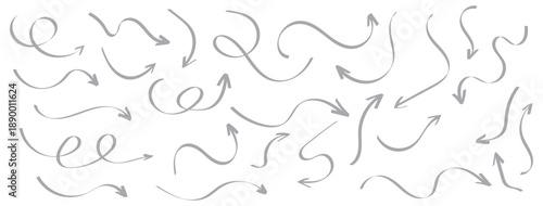 Doddle arrow set. Crayon arrow sketches collection. Hand drawn arrow illustration Hand drawn arrow set with crayon texture - curved and straight, spiral and wavy directional pointers for navigation.