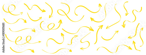 Doddle arrow set. Crayon arrow sketches collection. Hand drawn arrow illustration Hand drawn arrow set with crayon texture - curved and straight, spiral and wavy directional pointers for navigation.