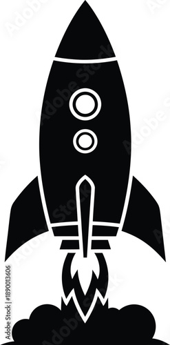 Rocket Launch Silhouette Icon