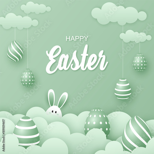 Happy easter day in paper style
