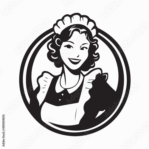 Smiling Maid Stock Logo Vectors and Vector Art isolated on white Background