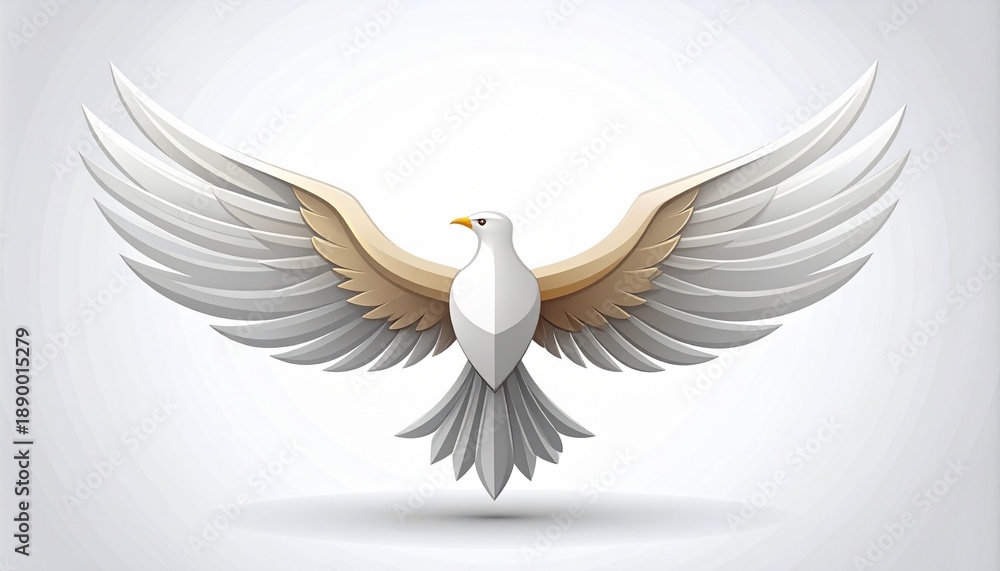 Obraz premium White Eagle with Spread Wings in Minimal Vector Style