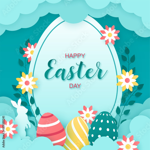 Happy easter day in paper style