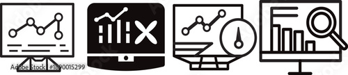 Dashboard line icon set. Dashboard Vector Icon control panel symbols. Vector data visualization and monitoring interface elements
