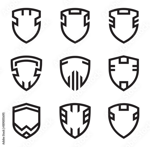 Shield emblems and security logo icon set