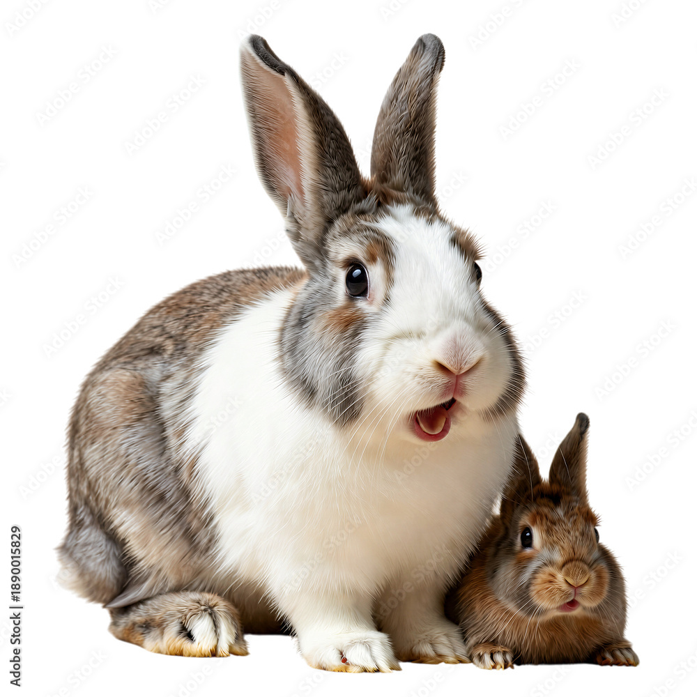 Fototapeta premium Adorable Rabbits Sitting Together in Harmony