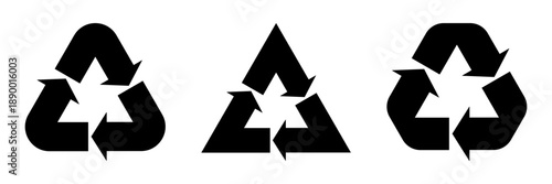 Set of recycle symbols isolated on white background, simple recycling icons vector collection for eco, sustainability and environmental design