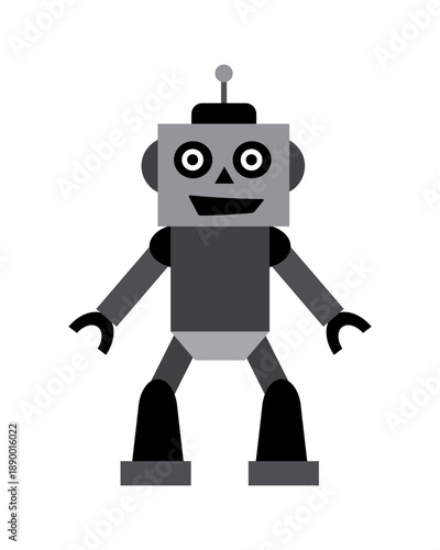 Cute robot character flat vector illustration isolated