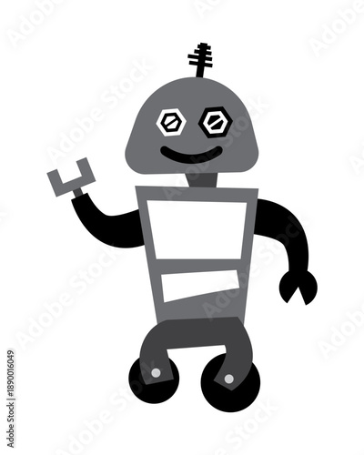 Cute robot character flat vector illustration