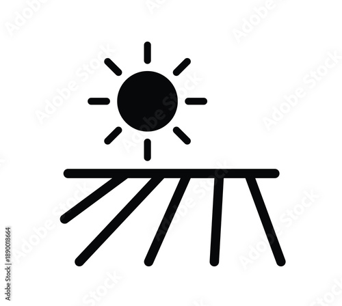 Minimalist Sun Icon with Horizontal Lines Representing Rays and Horizon